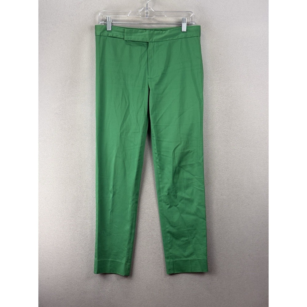 Ralph Lauren Sport Womens Sz 6 Green Cotton Chino Pants Flat Front‎ Preppy